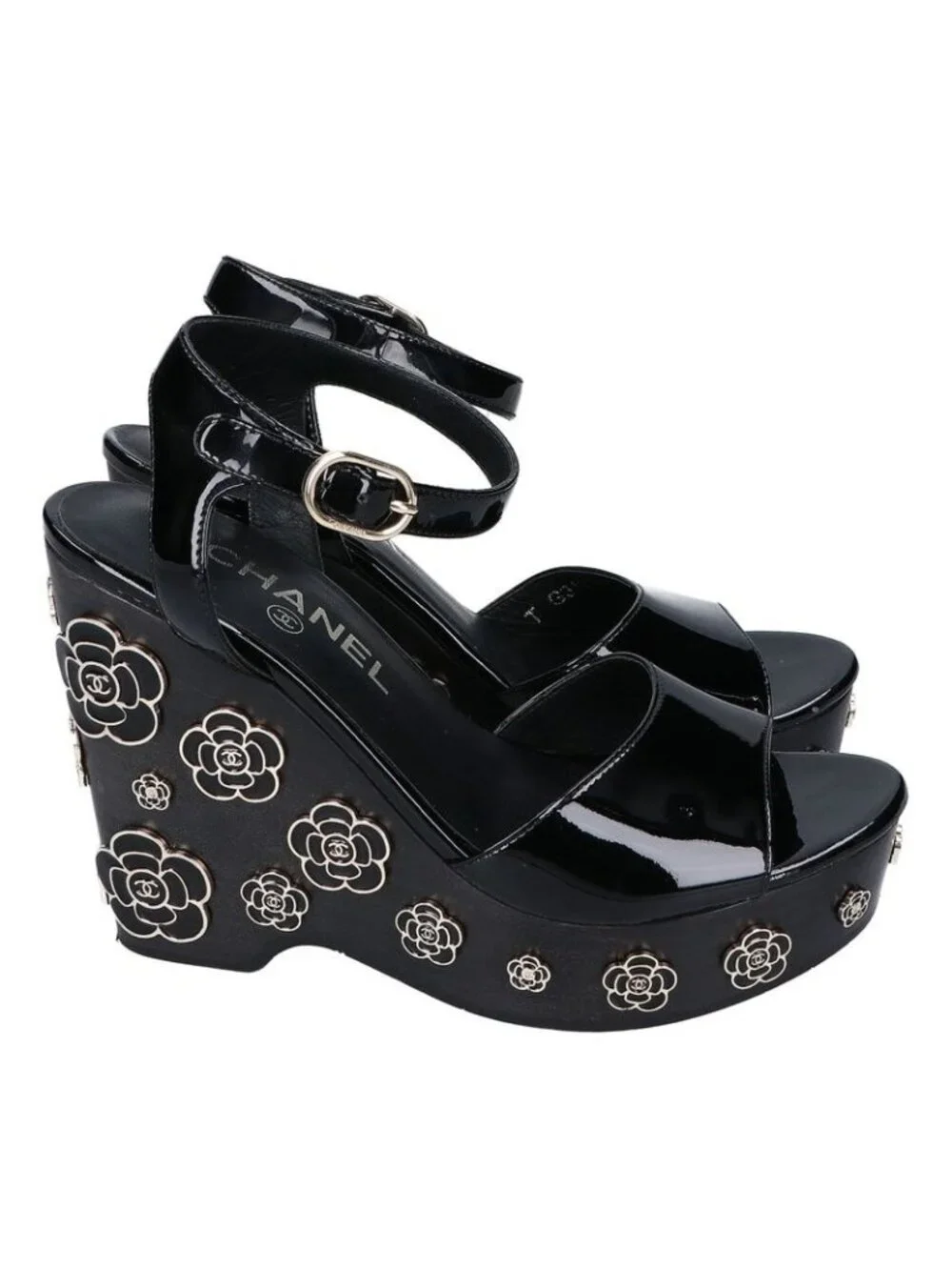 Chanel Patent Leather Camellia Sandal - Picture 4 of 9